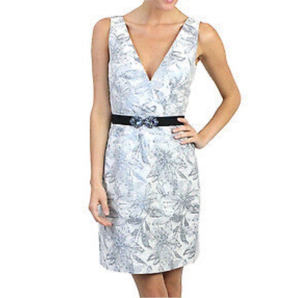 NWOT BCBG Max Azria Jaquard Blue White Dress Mini 6